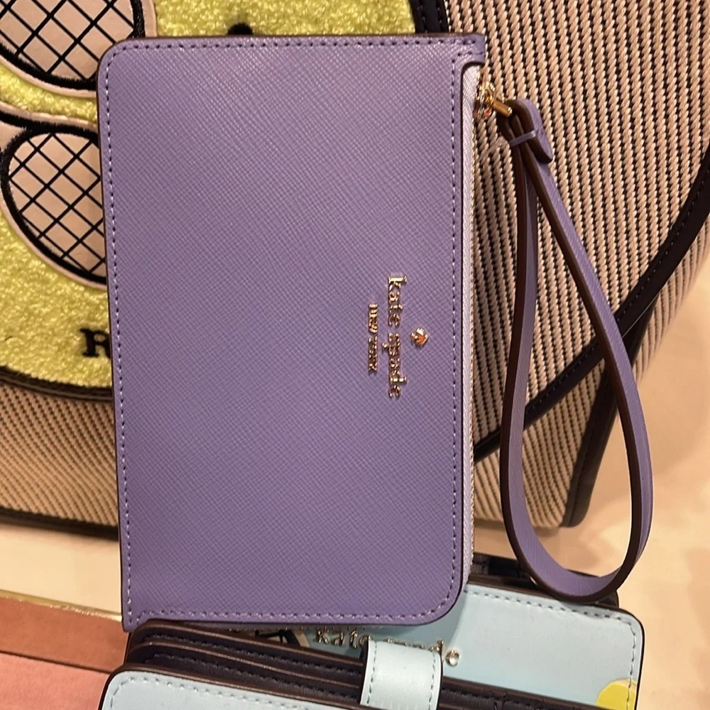 Kate Spade Lucy Small L-zip Wristlet Evening Blue Iris Multi NWT